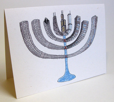 clever cartoon like illustration that converts chicago skyline into a menorah for this hannukah card - Unique Holiday Photo Cards clever cartoon like illustration that converts chicago skyline into a menorah for this hannukah card - Unique Holiday Photo Cards