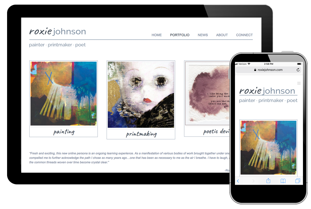 Photo of website for Roxie Johnson