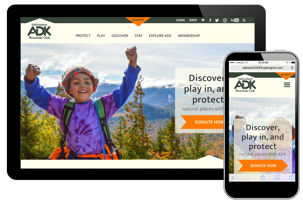 photo of website for Adirondack Mountain Club