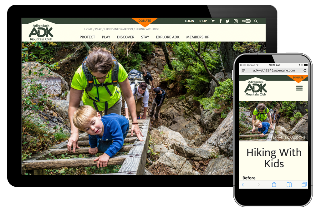 photo of website for Adirondack Mountain Club