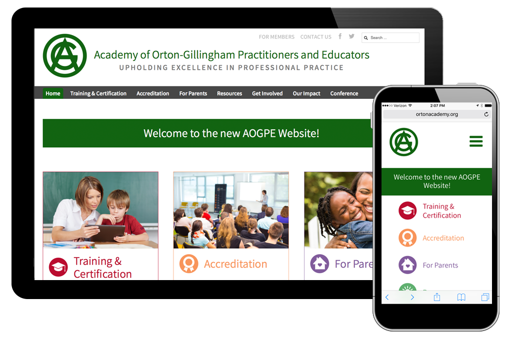 Photo of website for Academy of Orton-Gillingham Practitioners & Educators