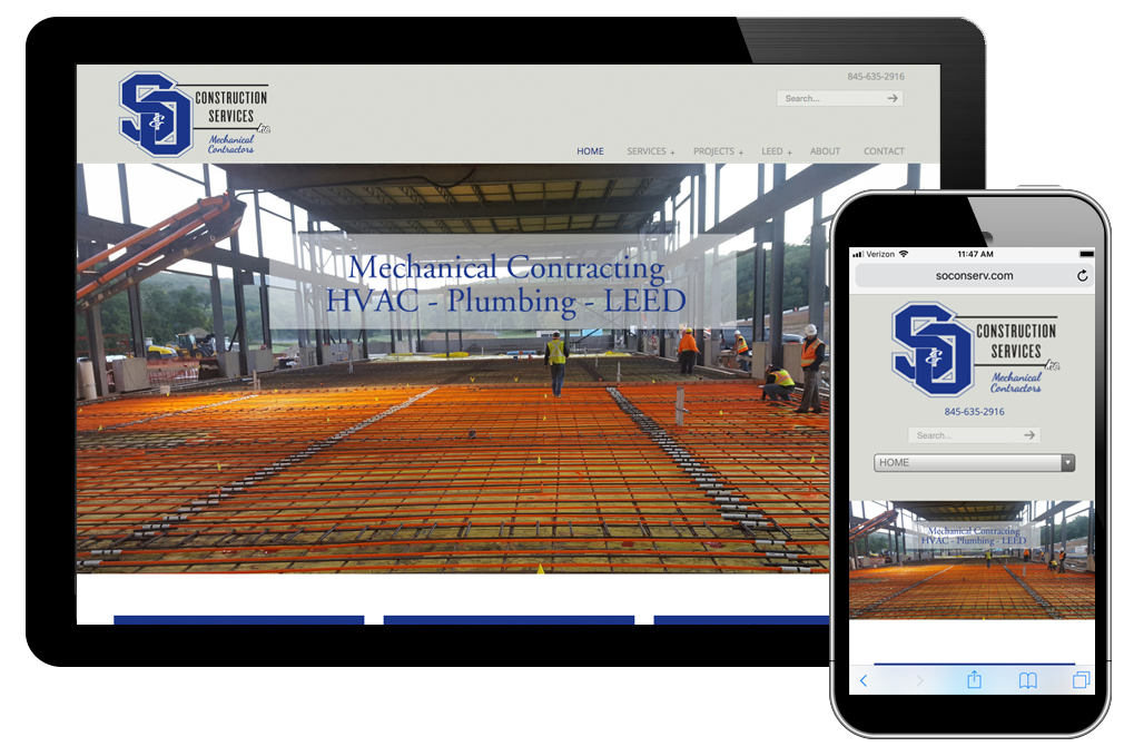 Photo of website for S&O Construction