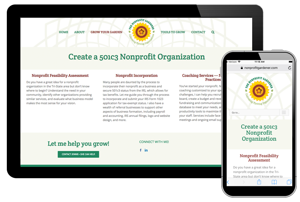Photo of website for The Nonprofit Gardener
