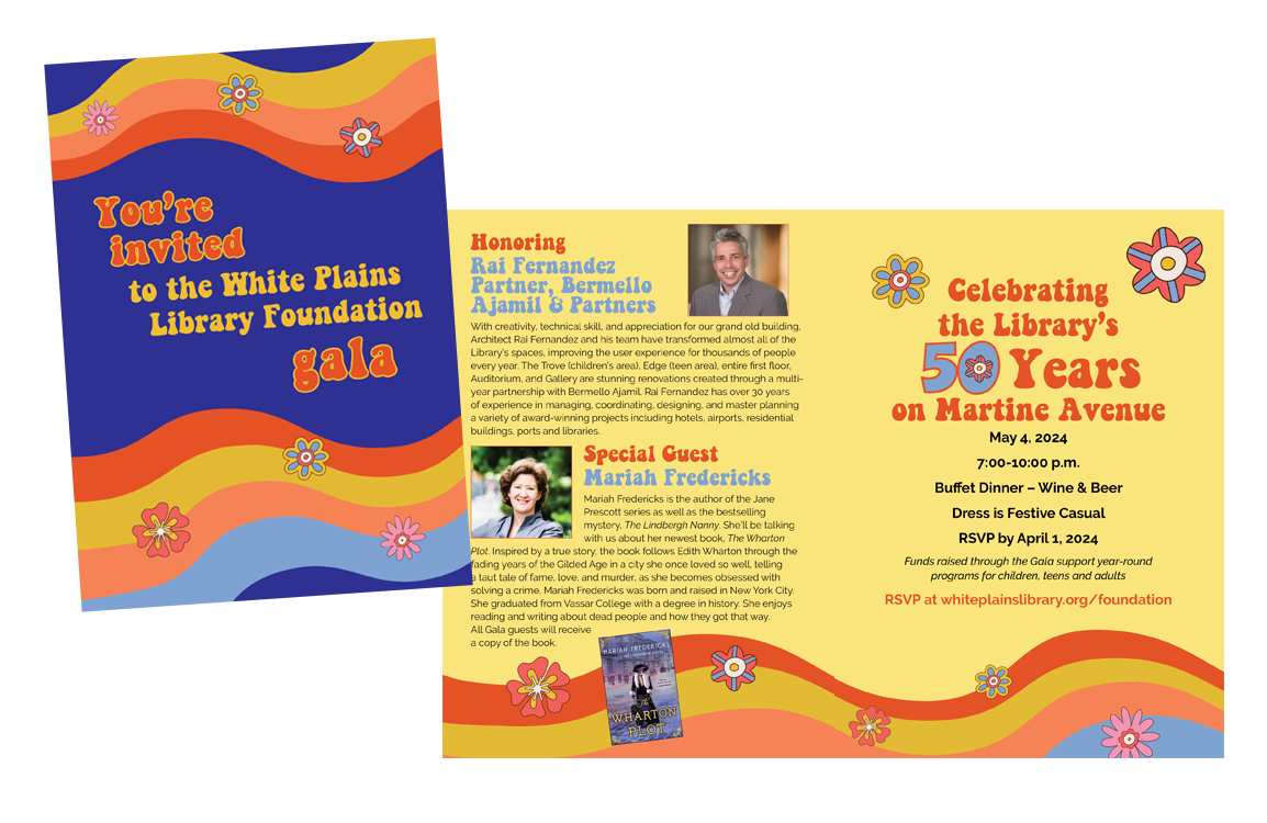 Spring Gala invitation for White Plains Library Foundation