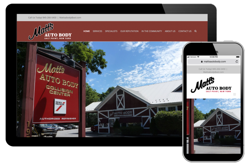 site Design for Matt's Auto Body Full Deck Design