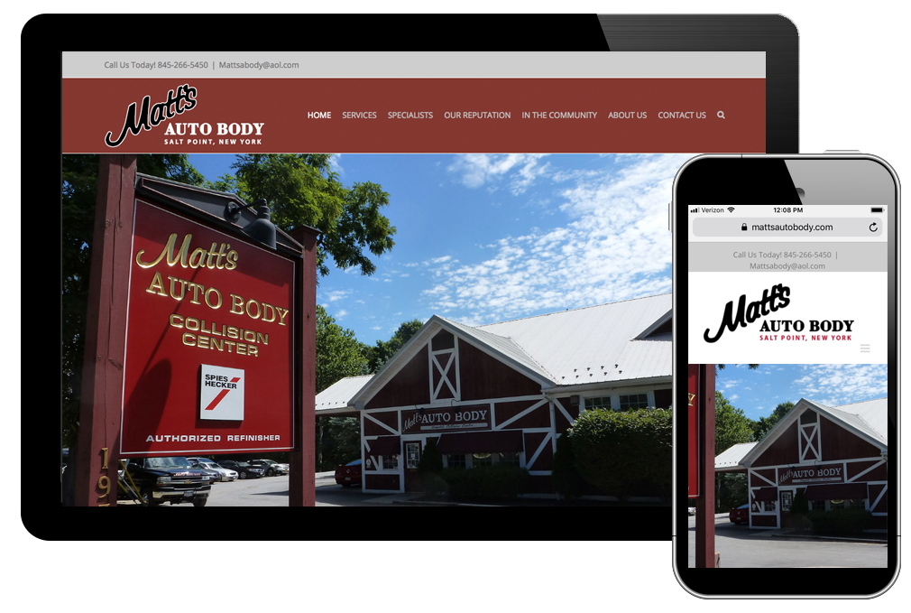 Photo of website for Matt's Auto Body