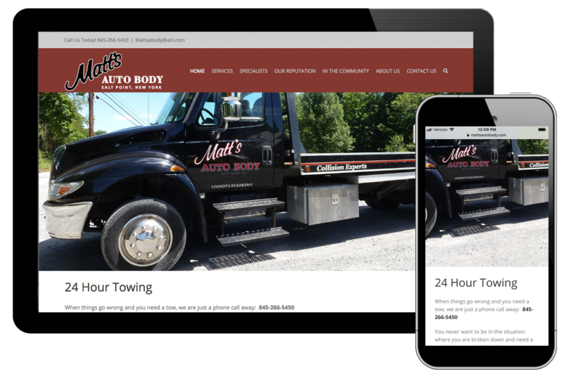 site Design for Matt's Auto Body Full Deck Design