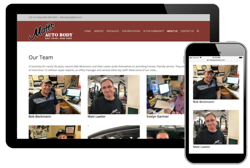 site Design for Matt's Auto Body Full Deck Design