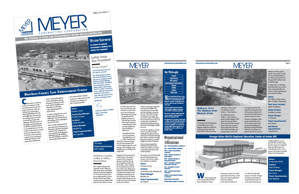 photo of newsletter for Meyer Contracting