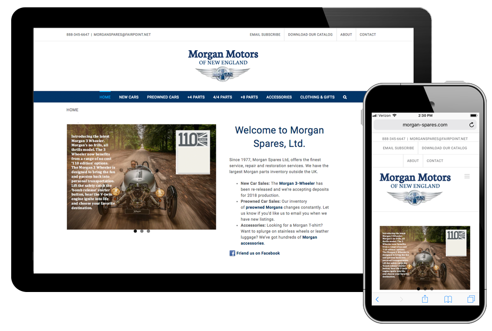 Photo of website for Morgan Motors