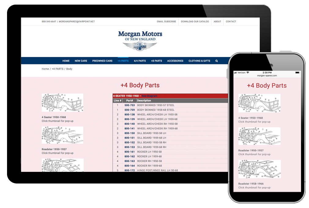 Photo of website for Morgan Motors