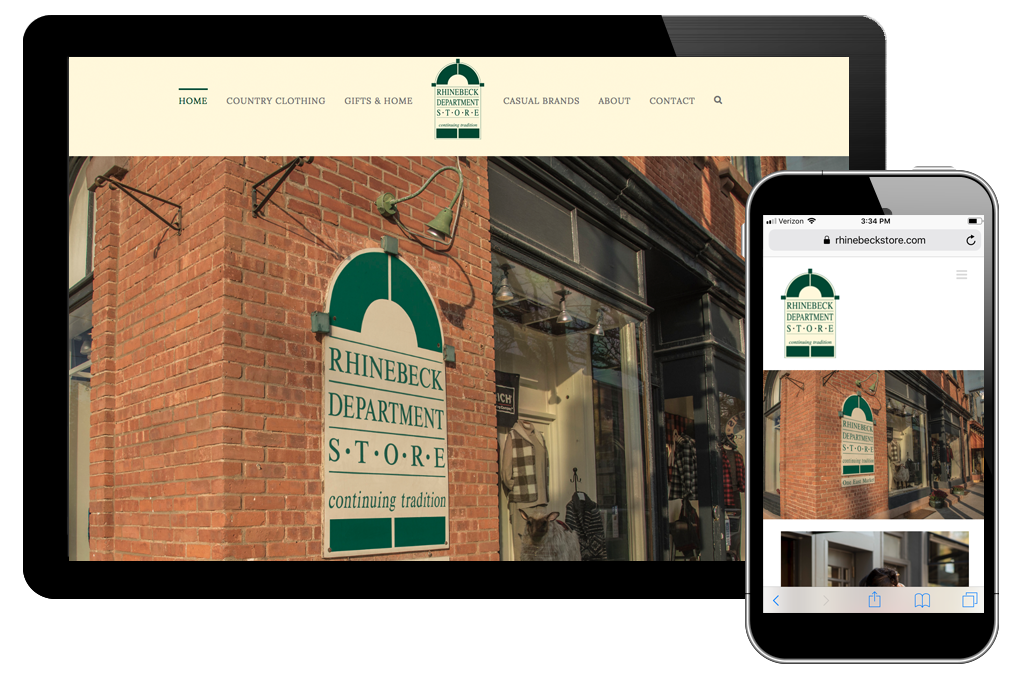 Photo of home page on Rhinebeck Department Store website