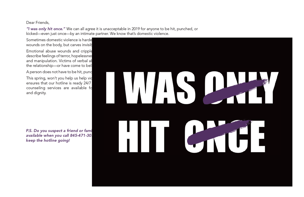 image of annual appeal from Grace Smith House "I was hit"