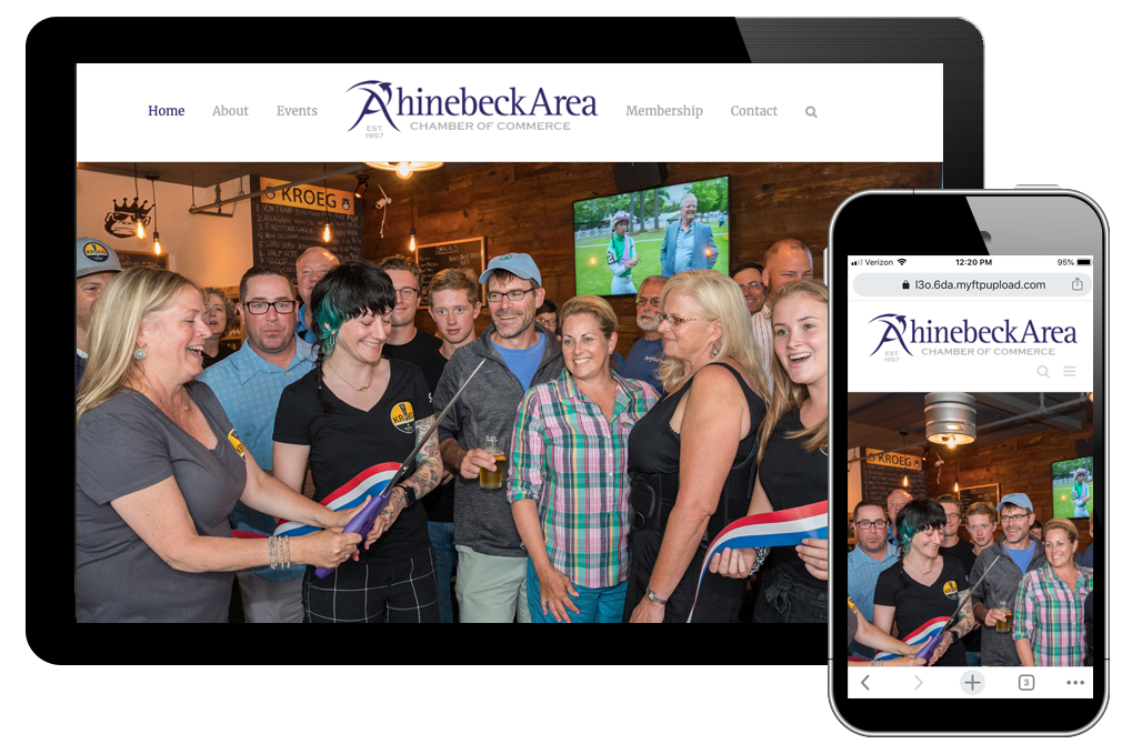 photo of home page for Rhinebeck Area Chamber of Commerce website