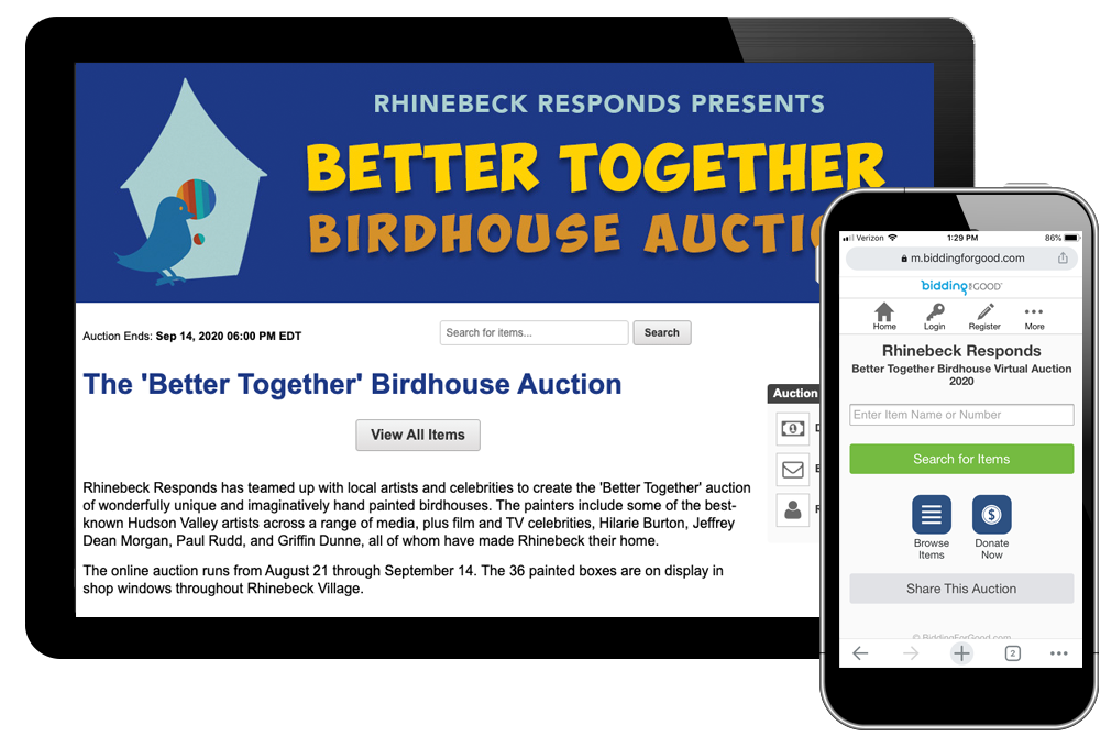 photo of better together birdhouse auction web page