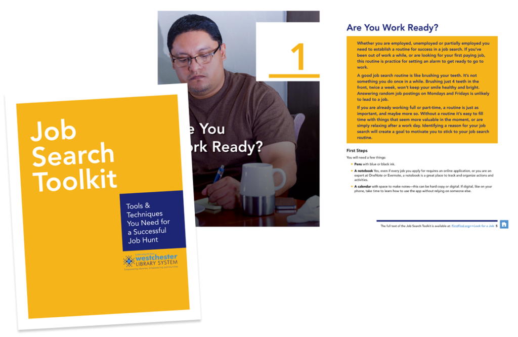 photo of Job Search Toolkit cover and inside spread