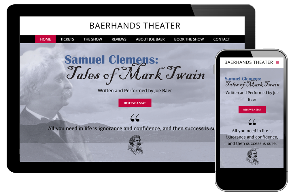 Home page of Baer Hands Theater website