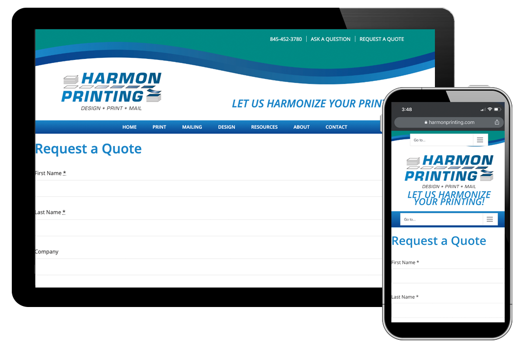 Harmon Printing Get a quote page