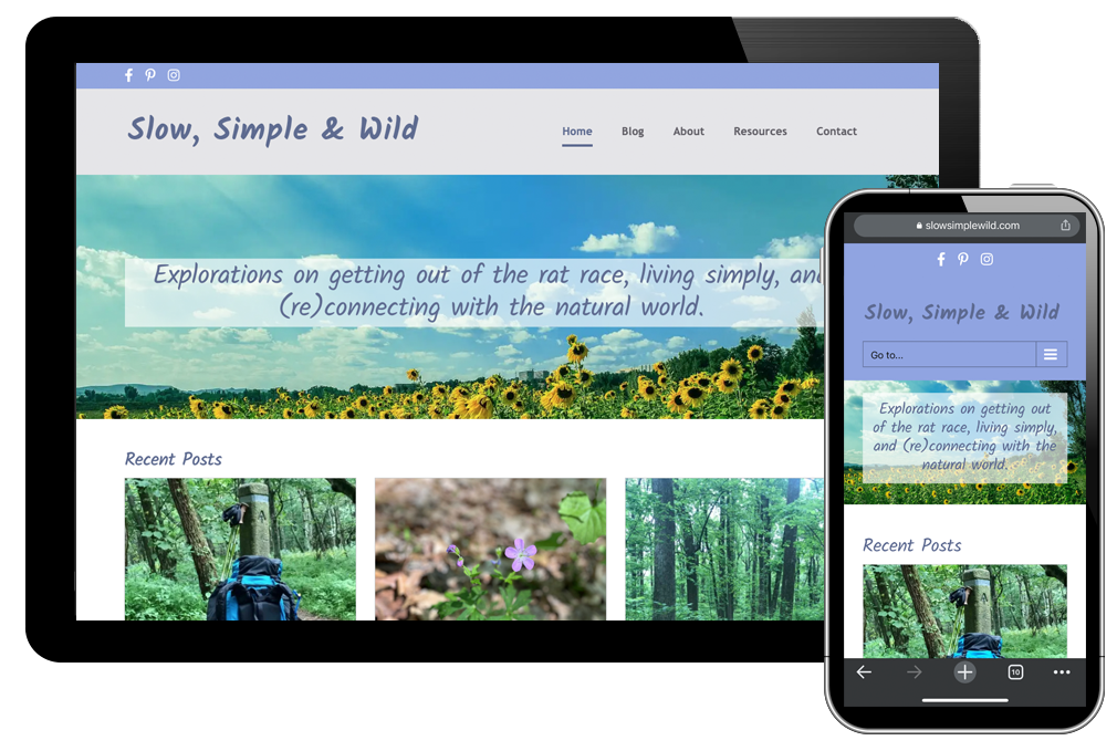 Slow, Simple & Wild blog home page